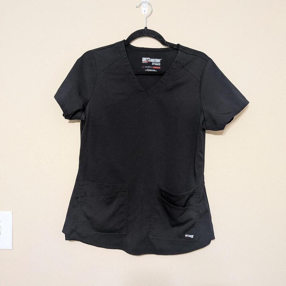 Black Grey's Anatomy Scrub Top With Pockets